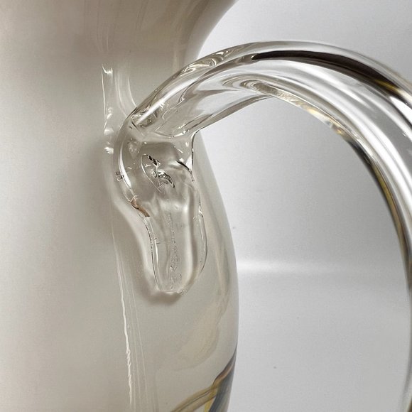 Vtg Dalian Snowflake Color Swirl Glass Pitcher Jug Art Glass MCM Collectible - Picture 10 of 16
